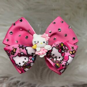 Hello Kitty Pink Small Bow with Rhinestones